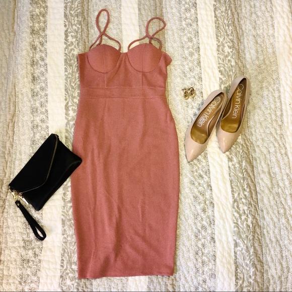 Pink Bodycon with Trangle Strap Detail - Picture 1 of 2